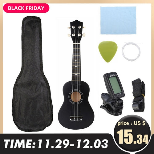 Zebra 21 inch Ukelele Soprano 4 Strings Hawaiian Spruce Basswood Guitar Musical Instrument Set Kits+Tuner+String+Strap+Bag